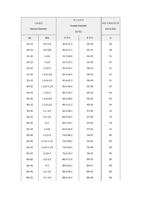 异径管尺寸