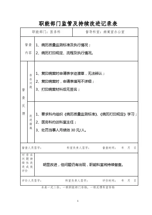 职能部门监管及持续改进记录表(4-23) (2)