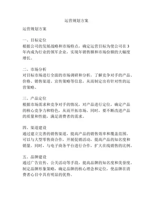 运营规划方案