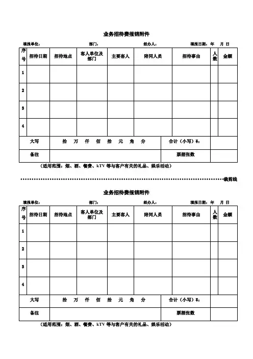 业务招待费报销单