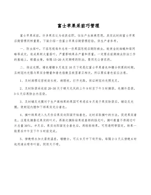 富士苹果采前巧管理