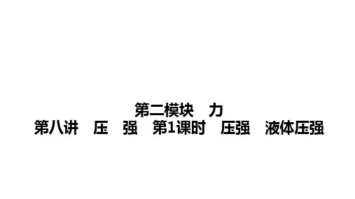 2025年广州中考物理一轮复习备考课件：第八讲压强第1课时压强液体压强