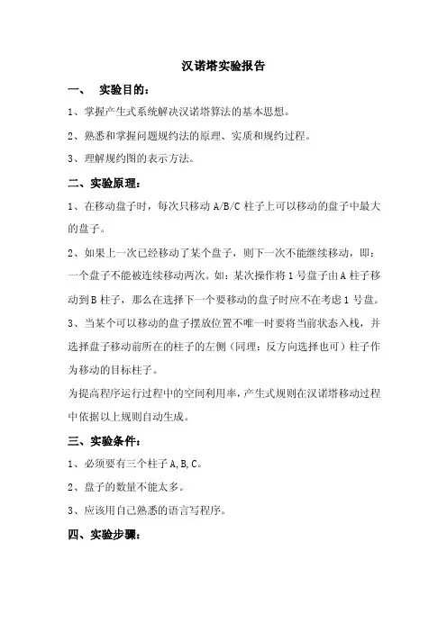 人工智能汉诺塔实验报告
