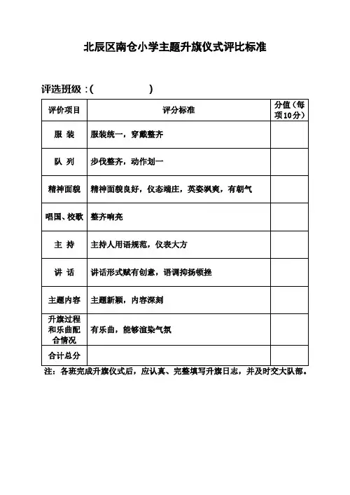 升旗仪式评分表格