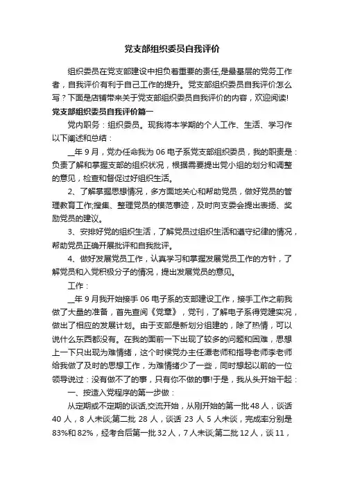党支部组织委员自我评价