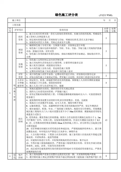 绿色施工评分表