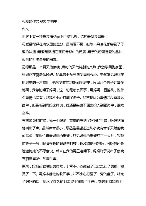 母爱的作文600字初中