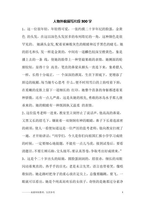 人物外貌描写片段300字