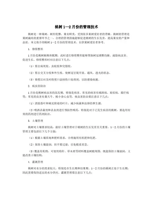 桃树1—2月份的管理技术