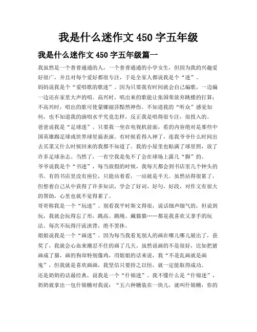 我是什么迷作文450字五年级