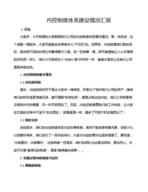 内控制度体系建设情况汇报