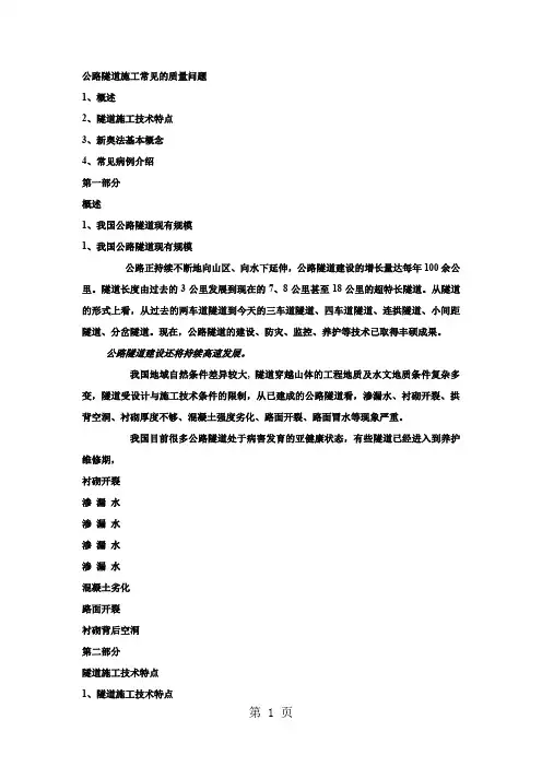 公路隧道施工常见的质量问题共12页文档