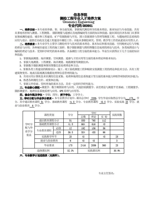 测绘工程培养方案[2011]