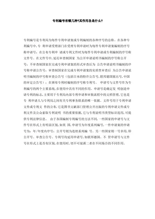 专利编号有哪几种_其作用各是什么_