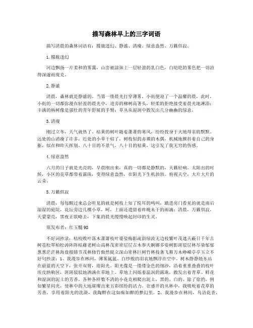 描写森林早上的三字词语