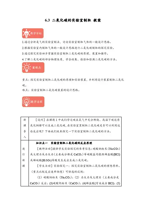 6.3 二氧化碳的实验室制取 教案2