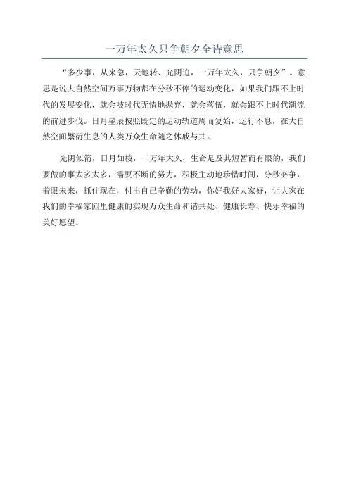 一万年太久只争朝夕全诗意思