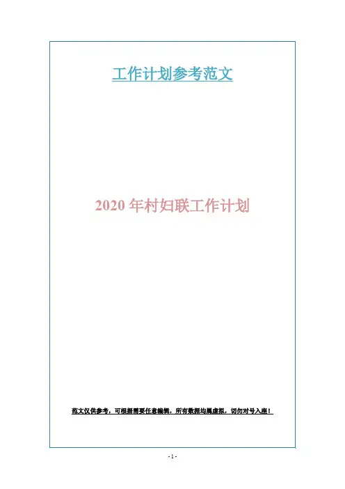 2020年村妇联工作计划