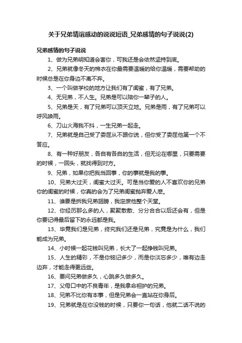 关于兄弟情谊感动的说说短语_兄弟感情的句子说说（2）