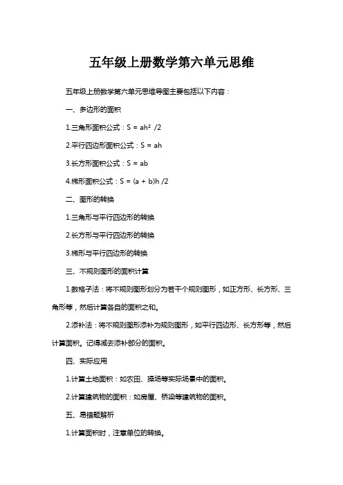 五年级上册数学第六单元思维