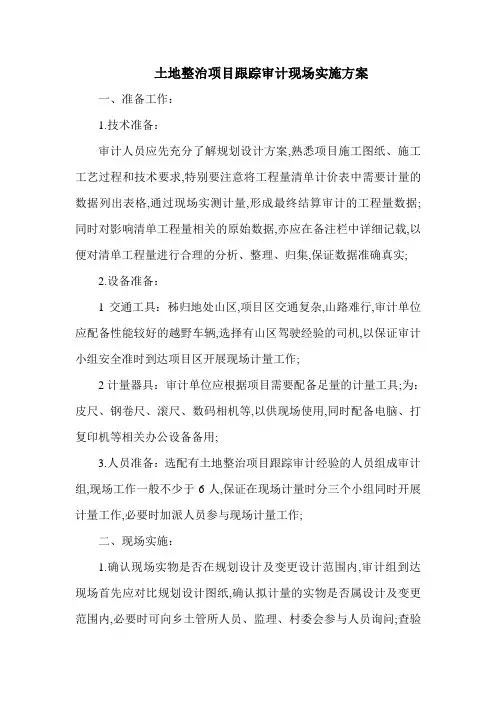 土地整治项目跟踪审计现场实施方案