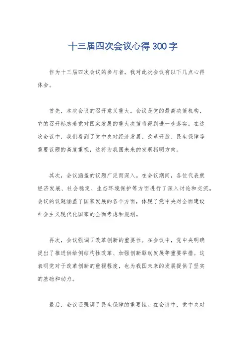 十三届四次会议心得300字