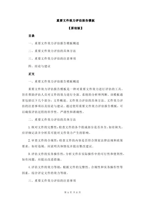 重要文件效力评估报告模板