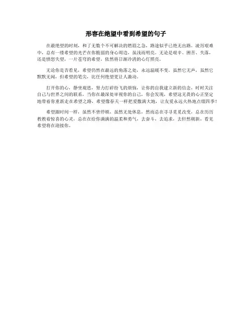 形容在绝望中看到希望的句子