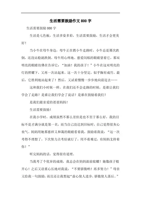 生活需要鼓励作文800字