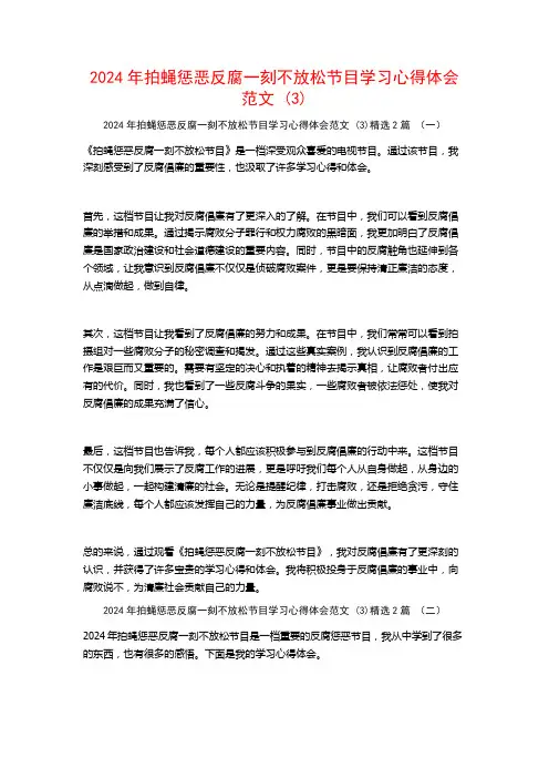 2024年拍蝇惩恶反腐一刻不放松节目学习心得体会范文2篇