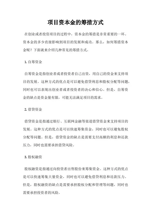 项目资本金的筹措方式