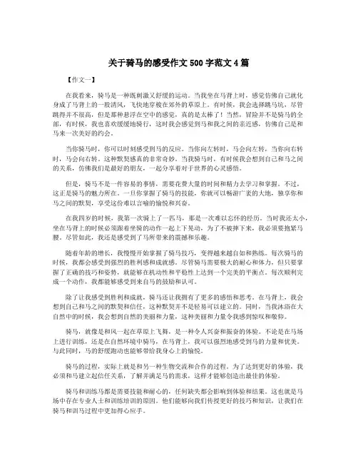 关于骑马的感受作文500字范文4篇