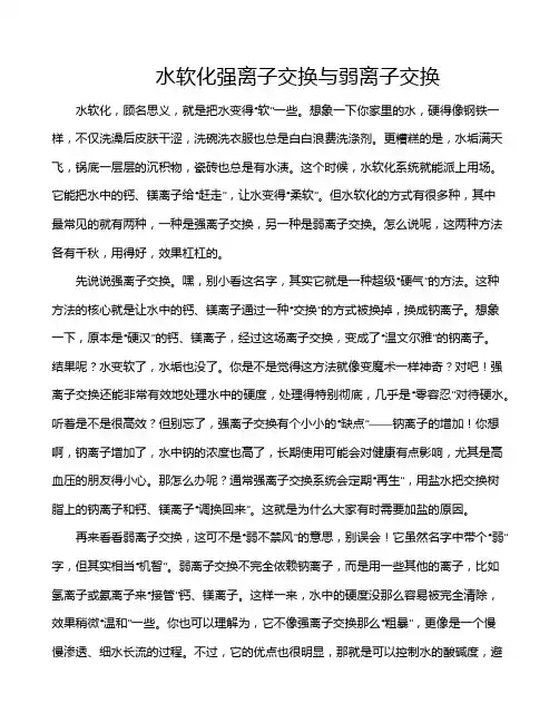 水软化强离子交换与弱离子交换