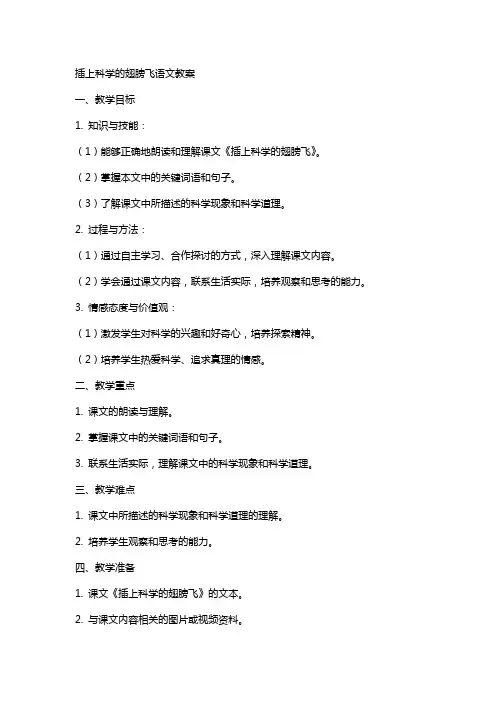插上科学的翅膀飞语文教案