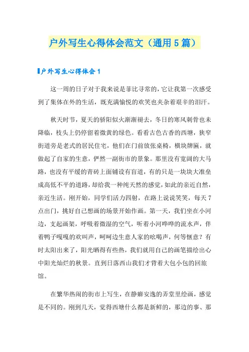 户外写生心得体会范文(通用5篇)