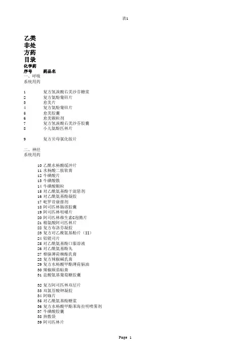 乙类非处方药目录