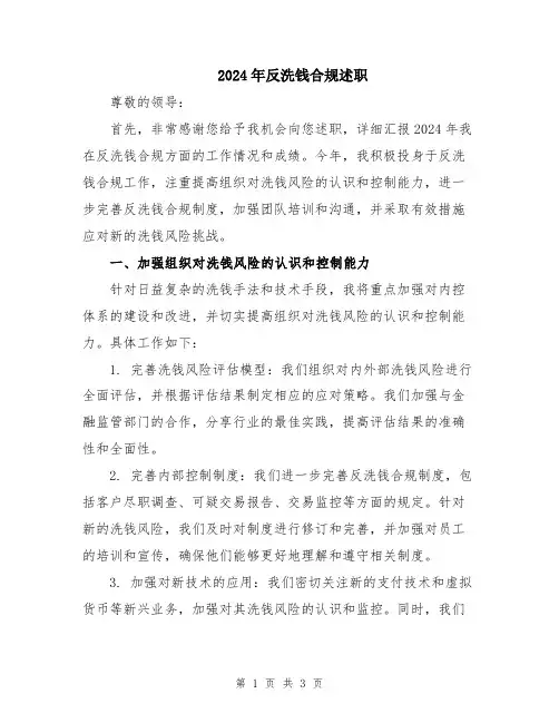 2024年反洗钱合规述职