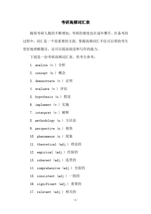考研高频词汇表