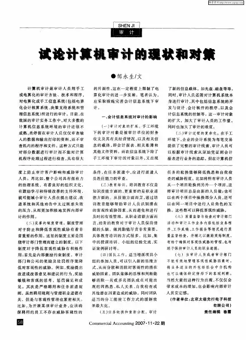 试论计算机审计的现状和对策
