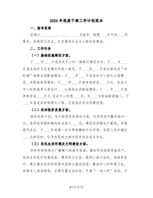 2024年选派干部工作计划范本（三篇）