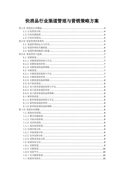 快消品行业渠道管理与营销策略方案