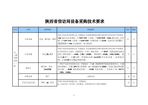 会议室招标音响部分技术参数要求