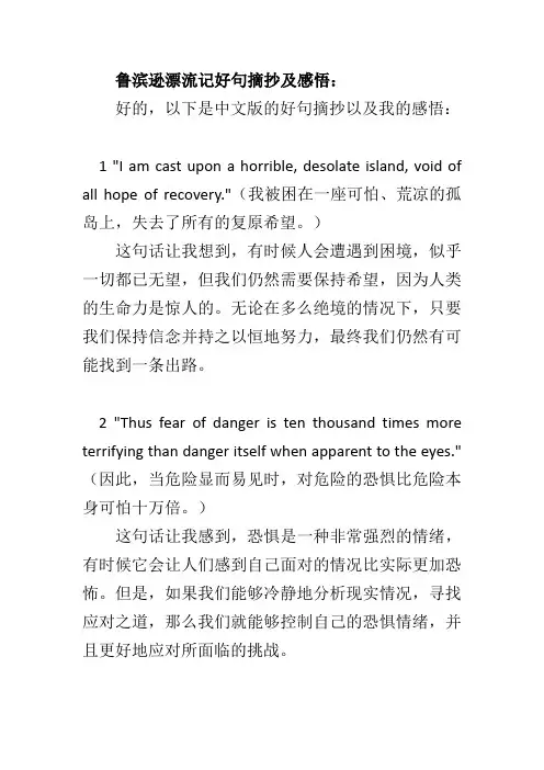 鲁滨逊漂流记好句摘抄及感悟