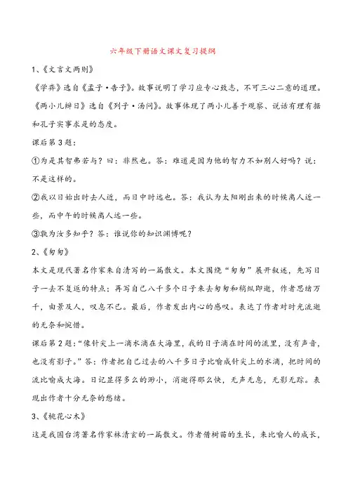 六年级下册语文总复习资料包