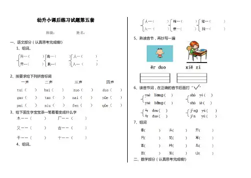 幼升小课后练习试题第五套