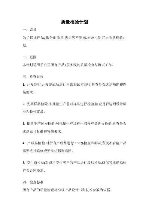 质量校验计划