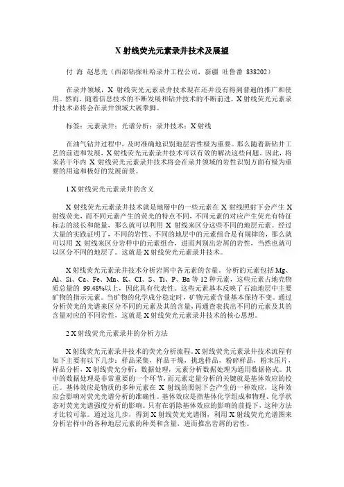 X射线荧光元素录井技术及展望