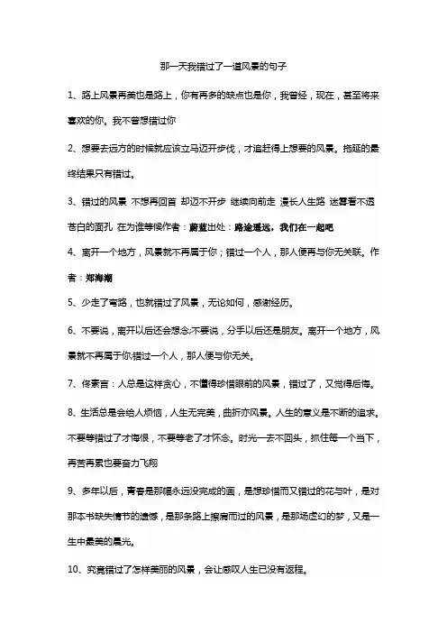 那一天我错过了一道风景的句子