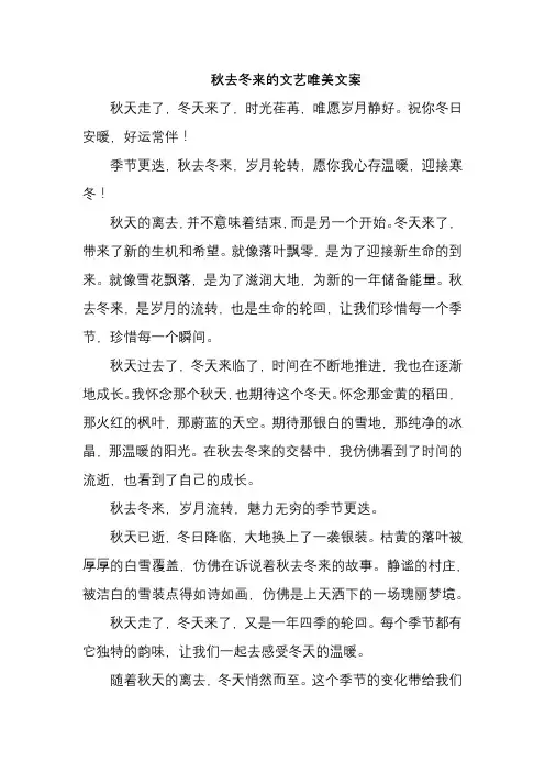 秋去冬来的文艺唯美文案