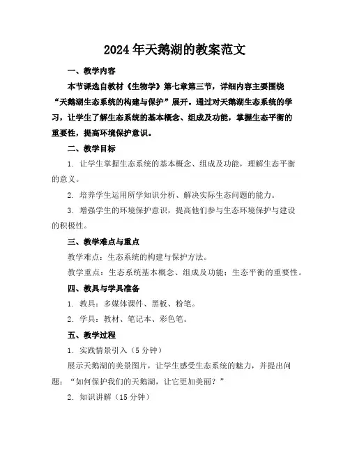 2024年天鹅湖的教案范文